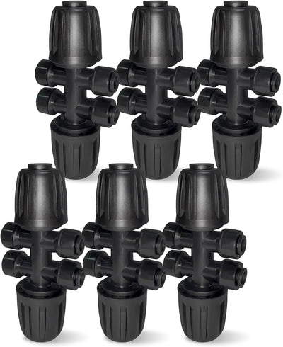 6 Accesorios Riego Goteo 1/2" Conectores T 6 Vías Antifugas