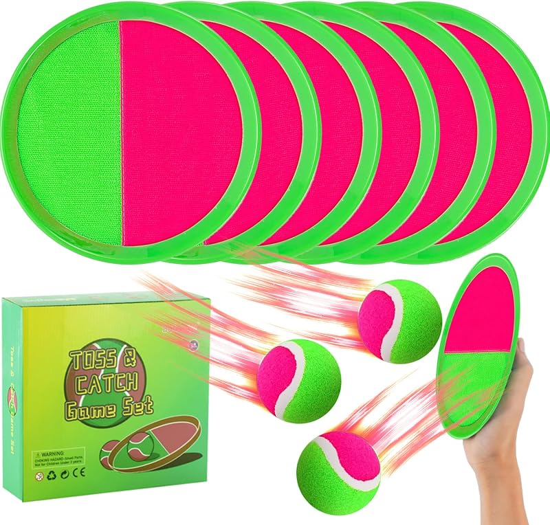 Set pelotas lanzar atrapar 6 paletas 3 bolas niños 3-8 años