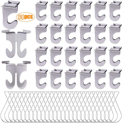 60 Ganchos Techo Aluminio Resistentes Colgantes Plateado
