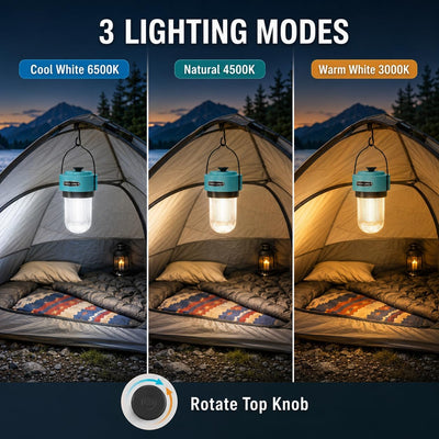 Linterna campamento recargable USB-C luz cálida IPX4