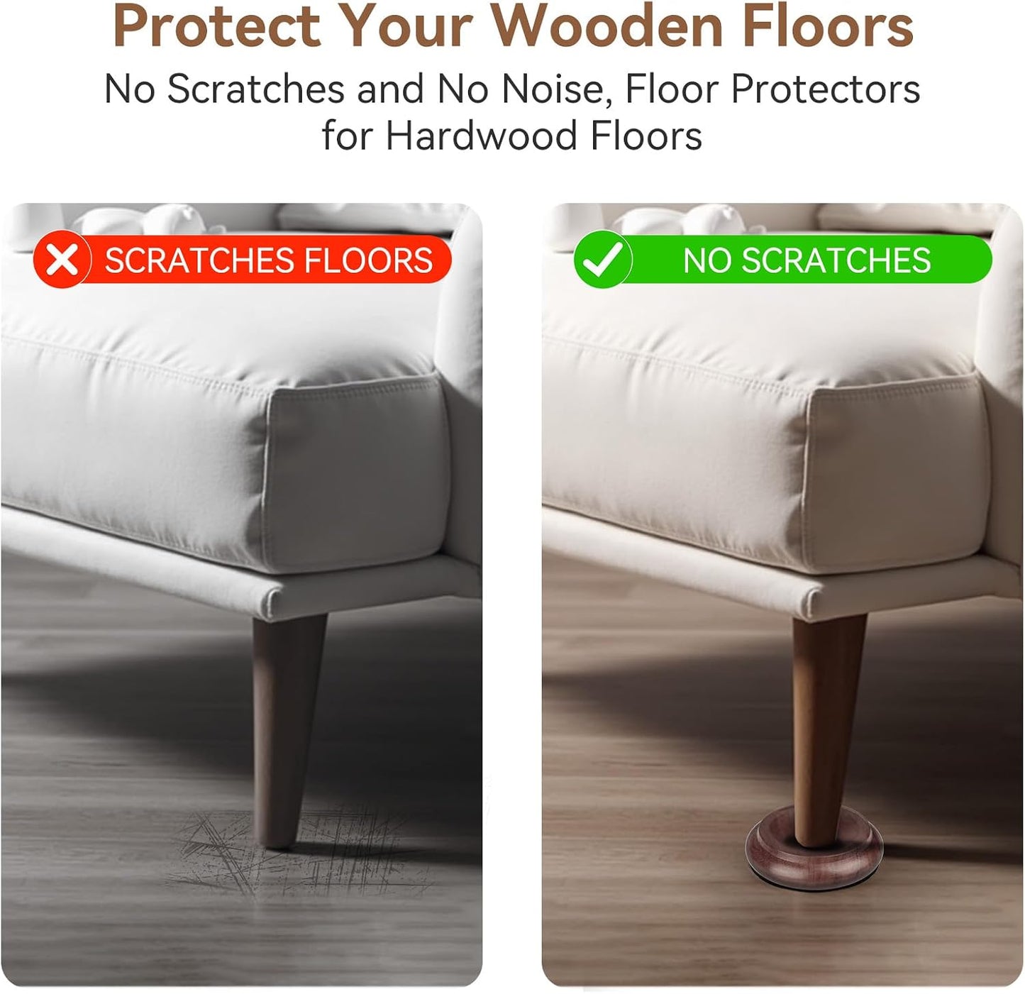 Almohadillas madera maciza set 4 para muebles