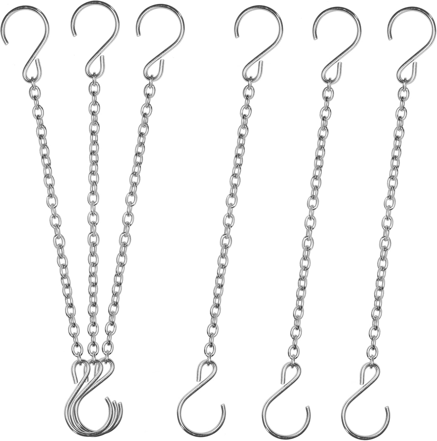 Cadena acero inox 10.5pulg ganchos S dobles vallas macetas
