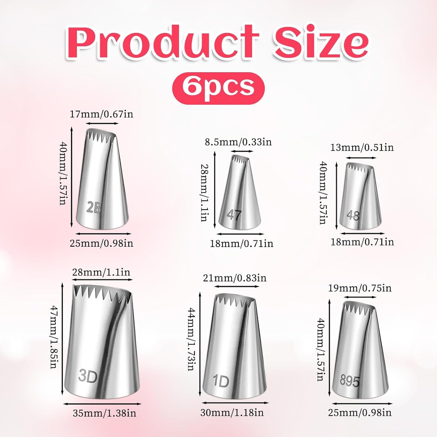 6 Pzas Tubos Acero Inox Decoración Canasta Pastelería