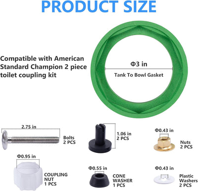 Junta tanque inodoro 3pulg kit pernos comp