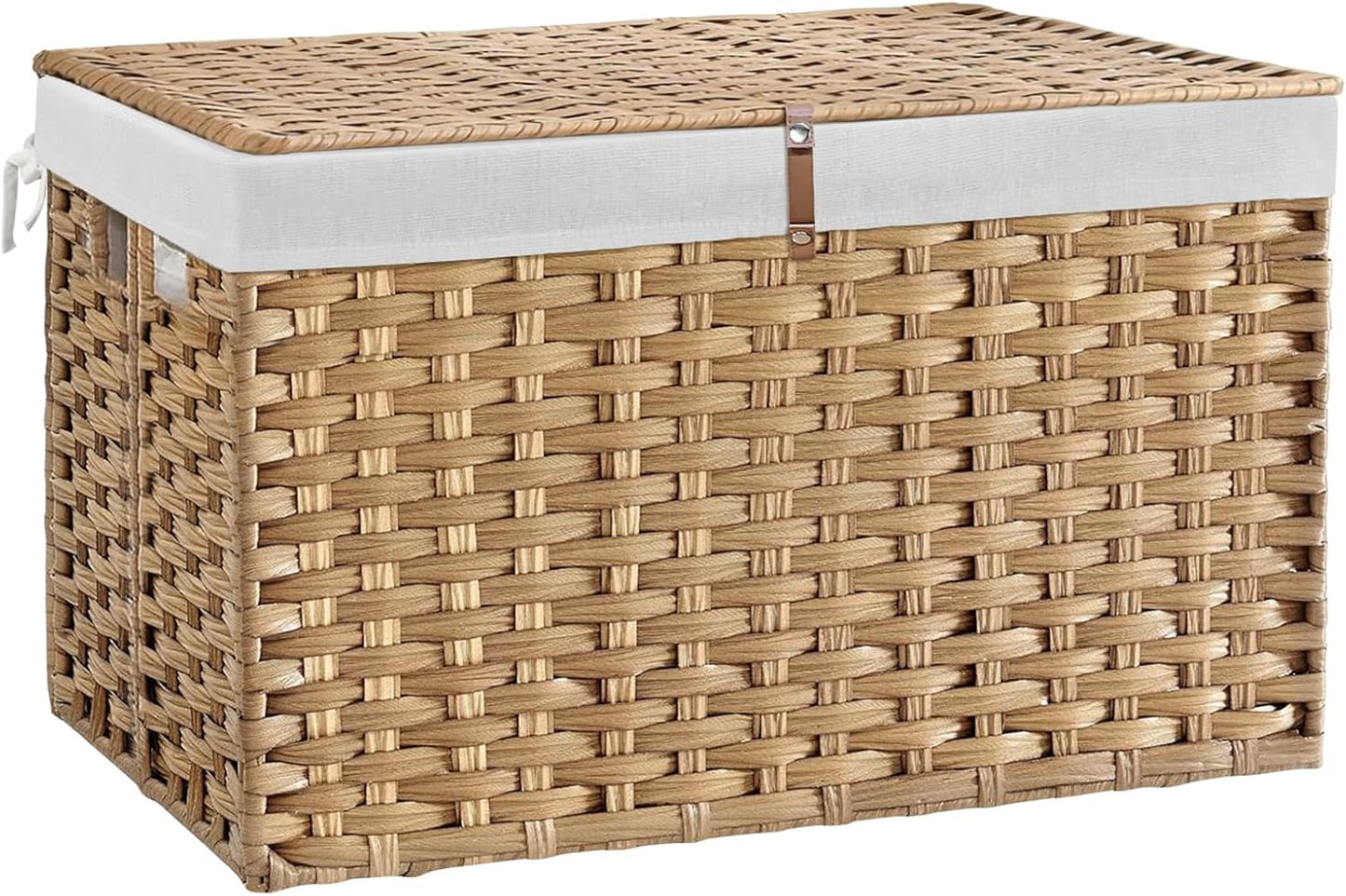 Cesta mimbre 180l con tapa forro extraíble para dormitorio