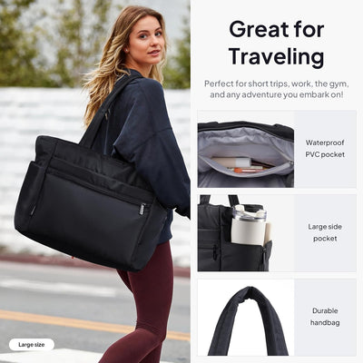 Bolso de mano para mujer con soporte para taza y laptop