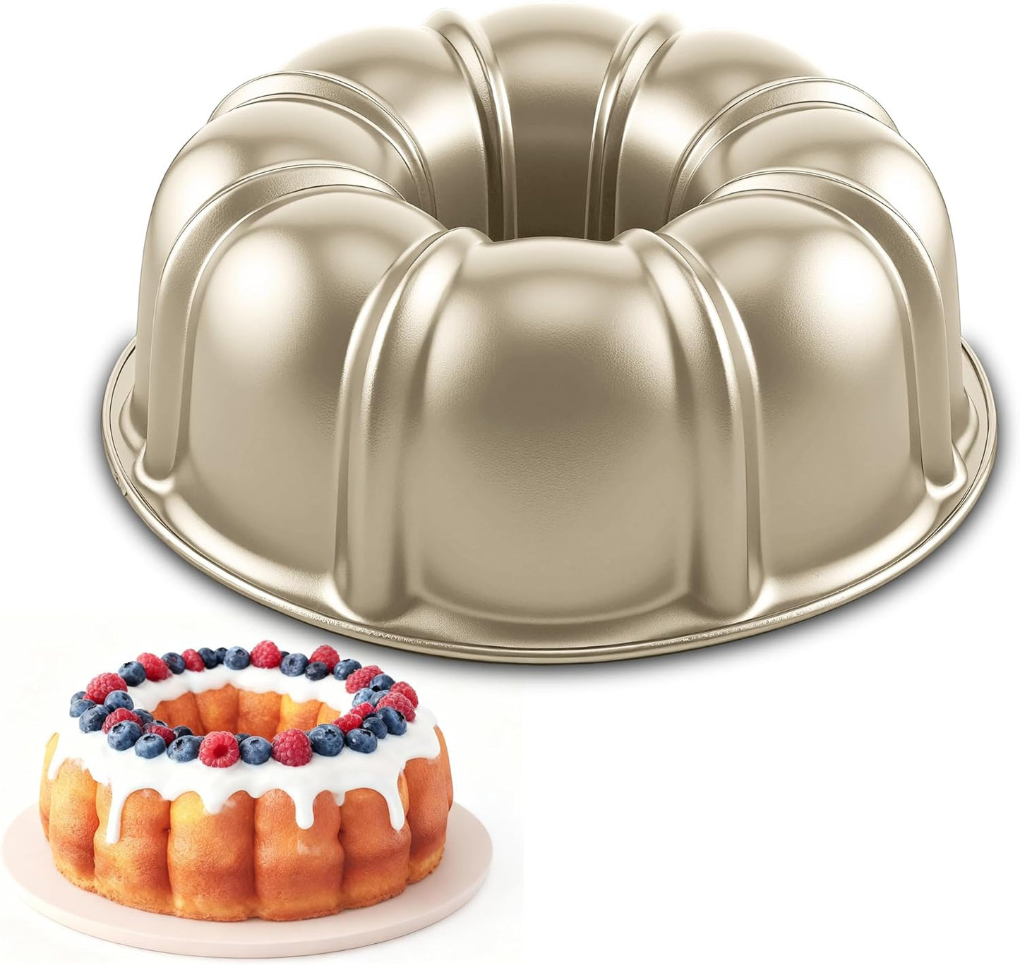 Molde Pastel Bundt Antiadherente 10pulg Redondo Acanalado