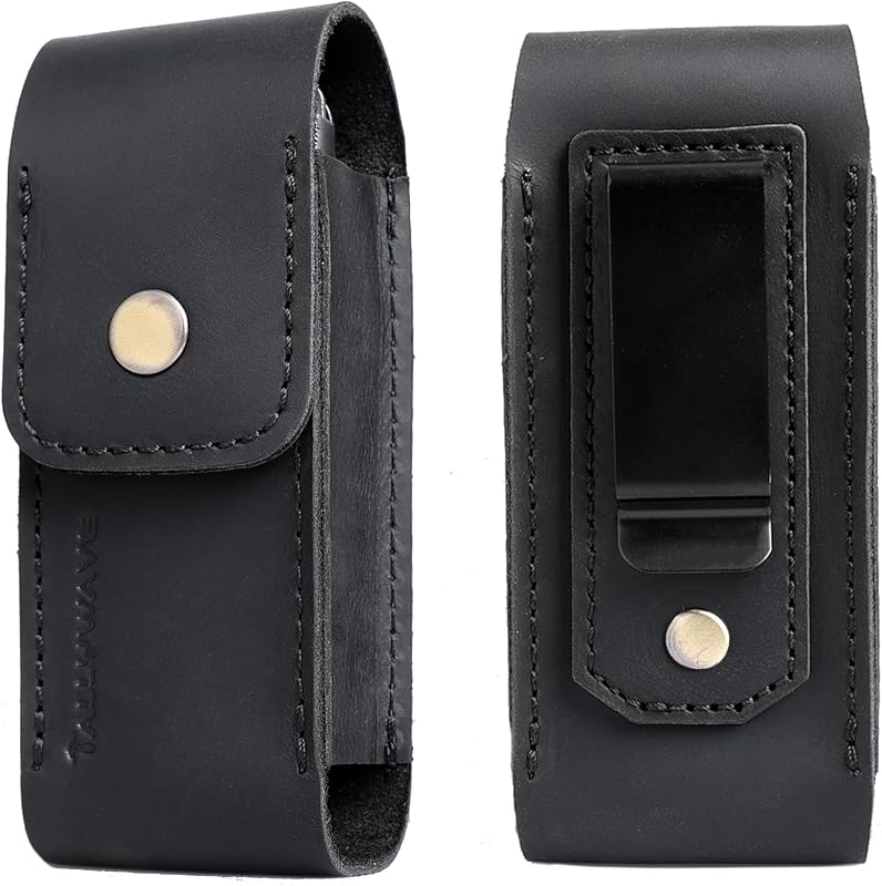 Funda cuero multiherramienta con clip cierre magnético negro