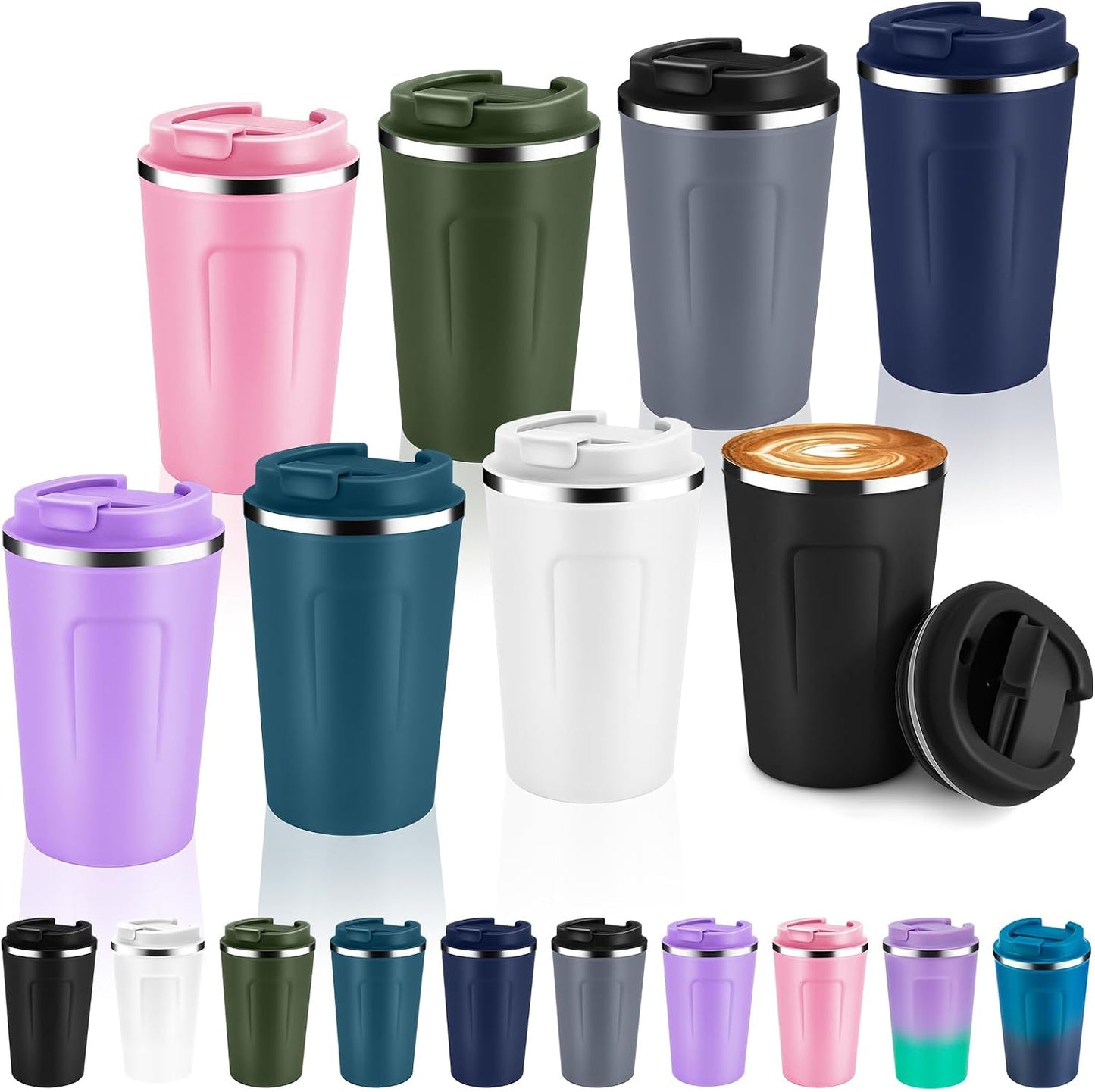 Taza café doble pared aislada 12oz 8 Pzas acero inox