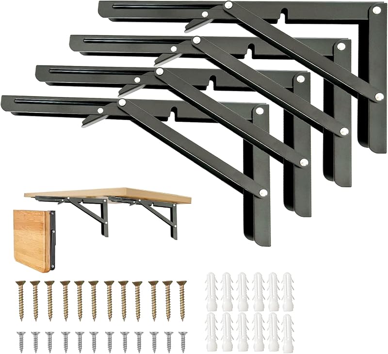 Soportes estante plegables 18" 4 Pzas pared ahorran espacio