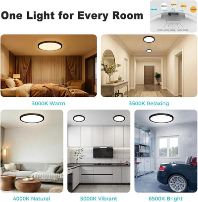 2 Luces LED Techo 7pulg Regulables 5 Colores 15W Negro