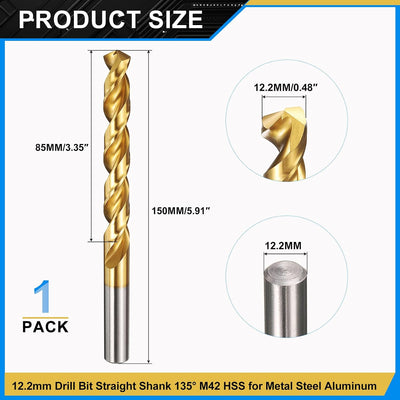 Broca M42 acero alta velocidad 12,2mm para acero inox