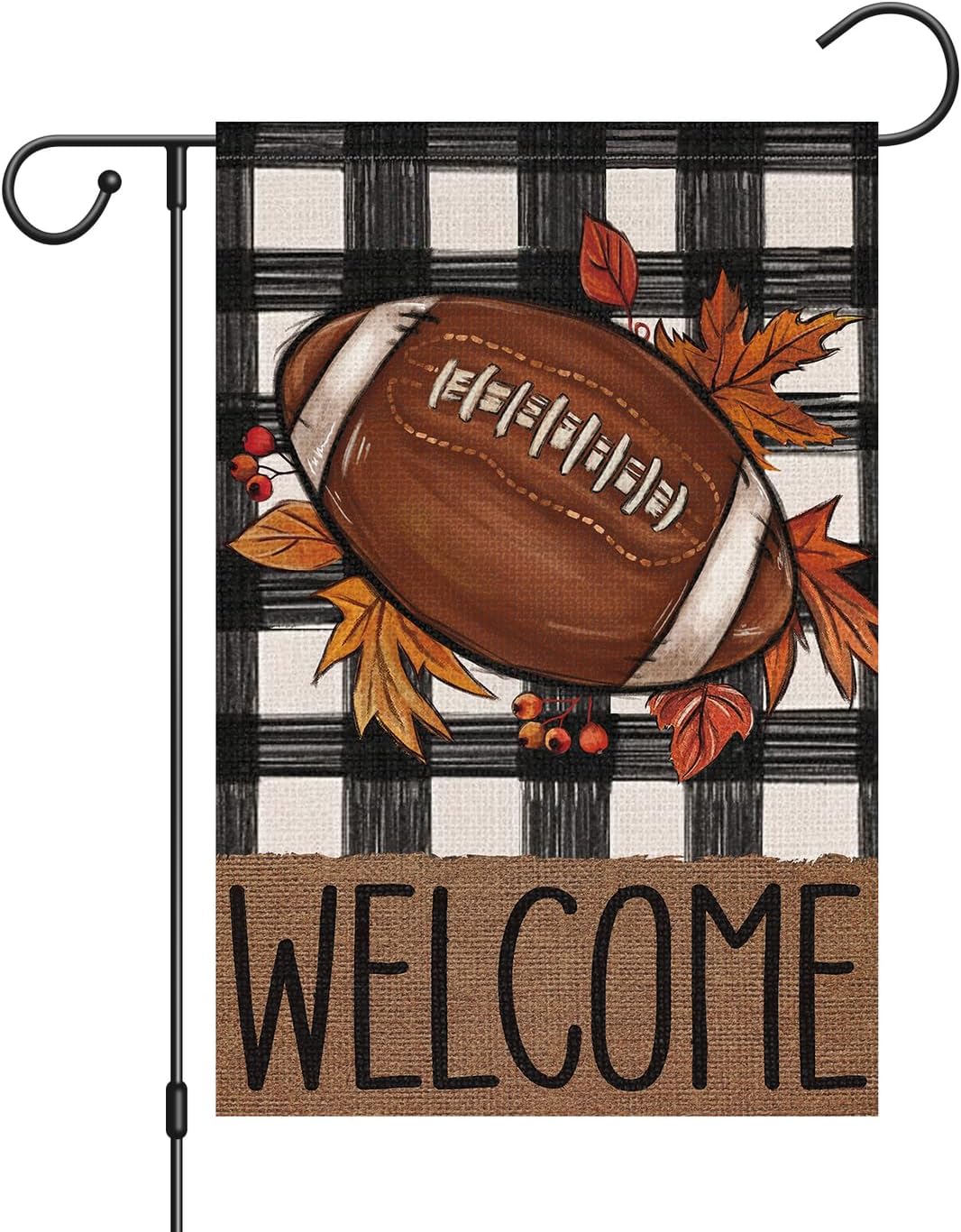 Bandera jardín fútbol otoño 12x18pulg doble cara cuadros arpillera