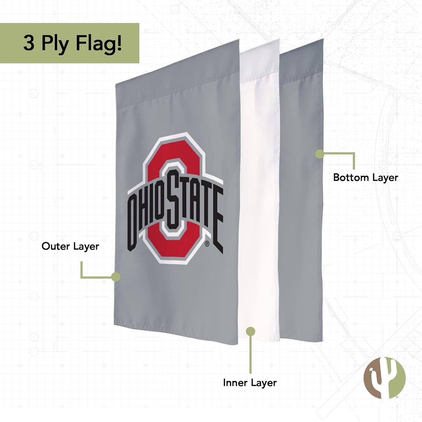 Bandera jardín Ohio State Buckeyes 19x12pulg