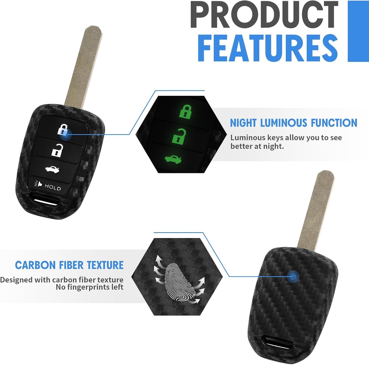 2 Pzas Funda Fibra Carbono Silicona Comp Honda Accord Civic