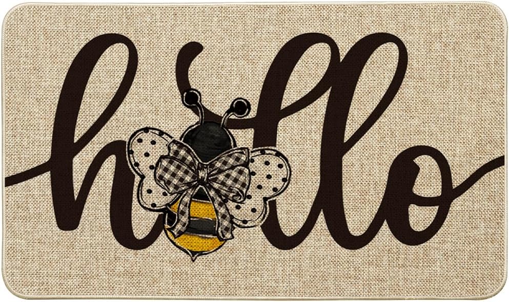 Felpudo Hello Bee decoración hogar 17x29"