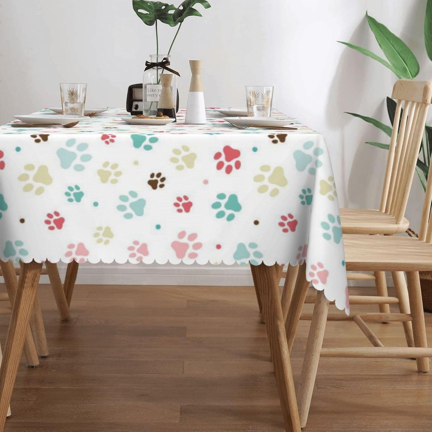 Mantel rectangular estampado patas de perro lavable 54x72