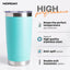 Vaso térmico acero inox 20oz color aguamarina tapa