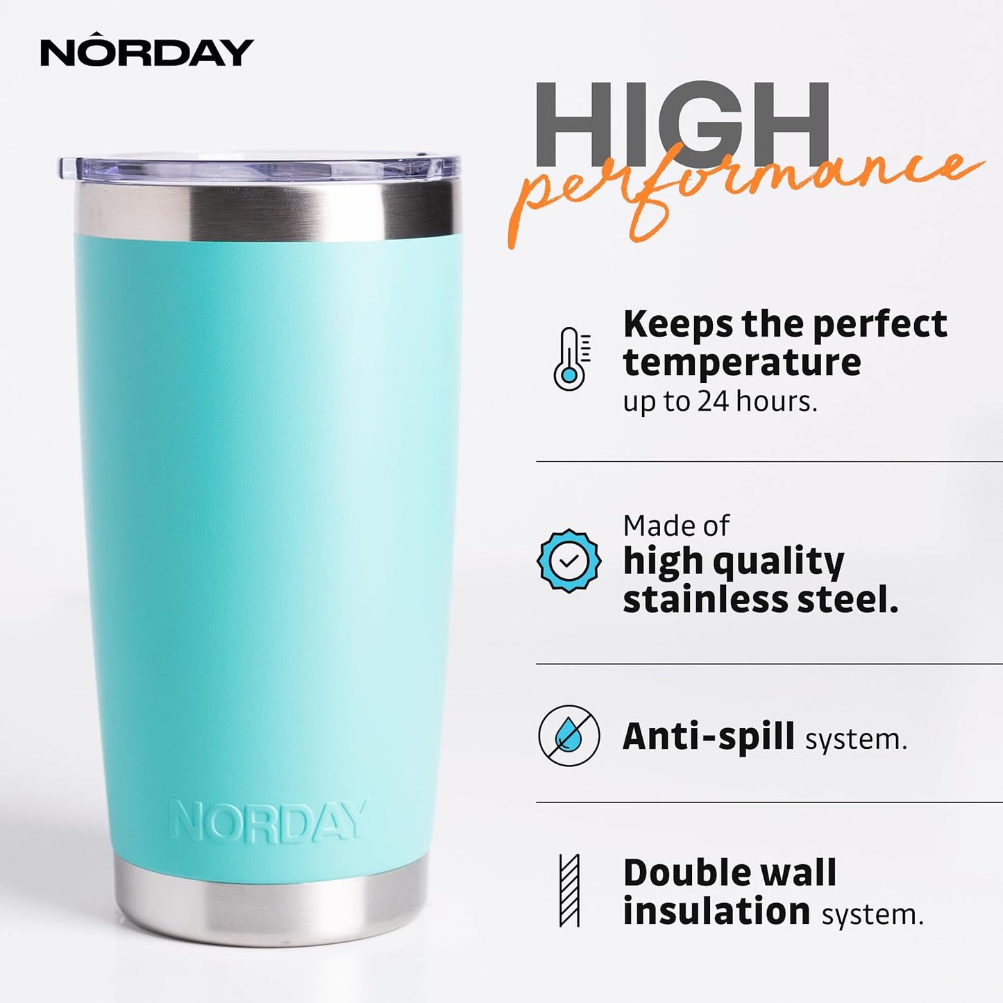 Vaso térmico acero inox 20oz color aguamarina tapa