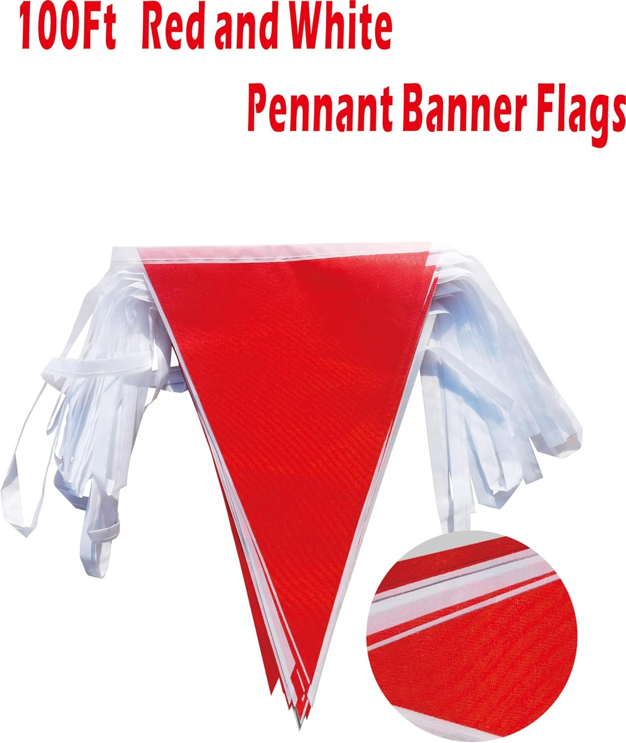 Banderín rojo y blanco triangular para fiestas