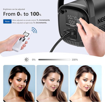 Luz video LED regulable 150W 5600K control remoto 2.4G