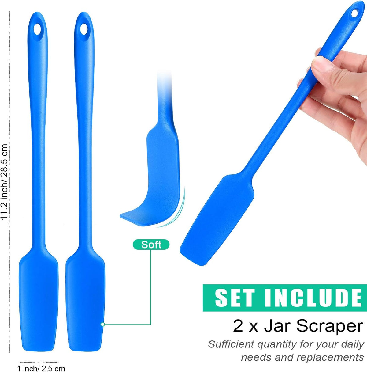 Espátula silicona mango largo antiadherente cocina azul