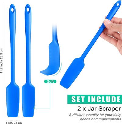Espátula silicona mango largo antiadherente cocina azul