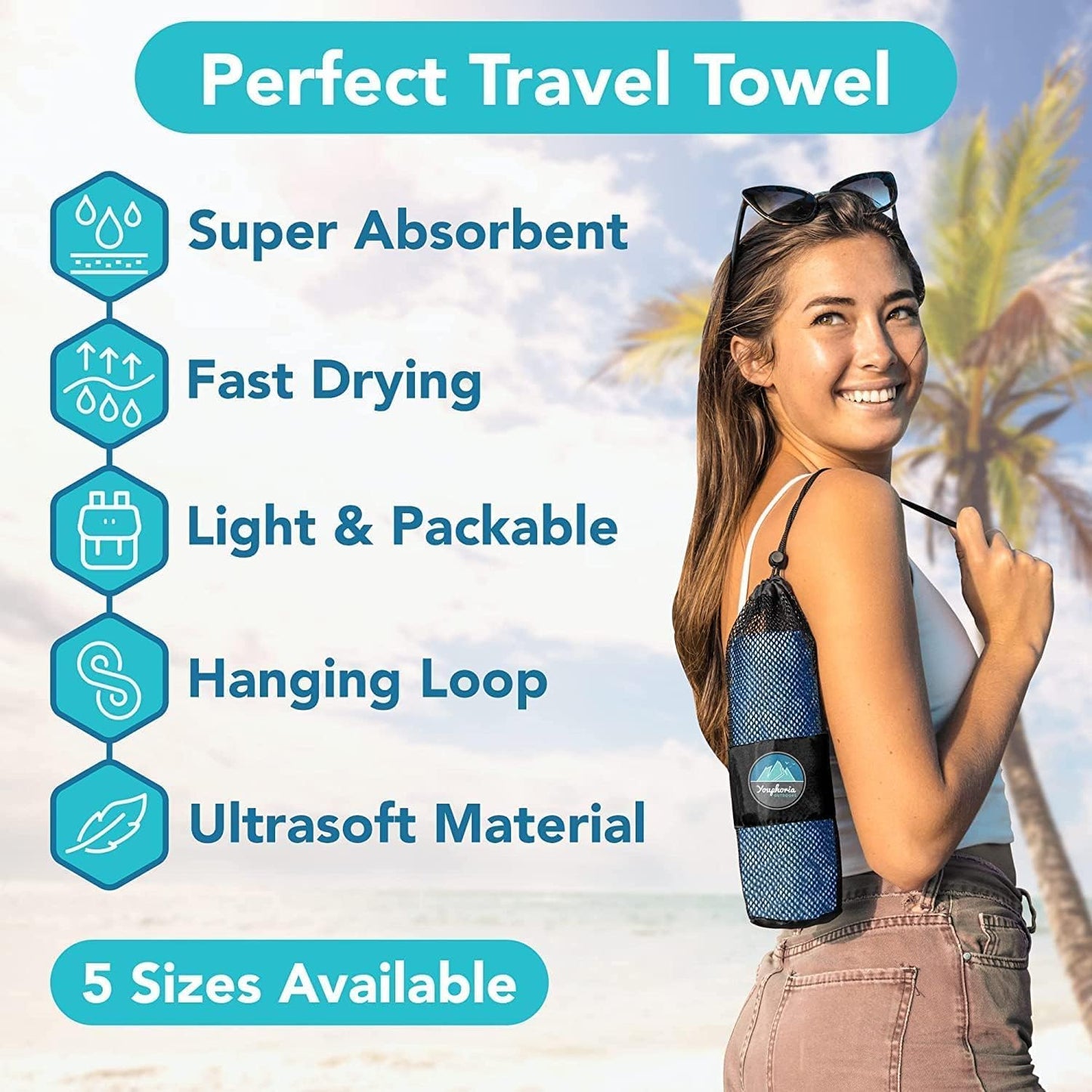Toalla microfibra Youphoria secado rápido viaje camping