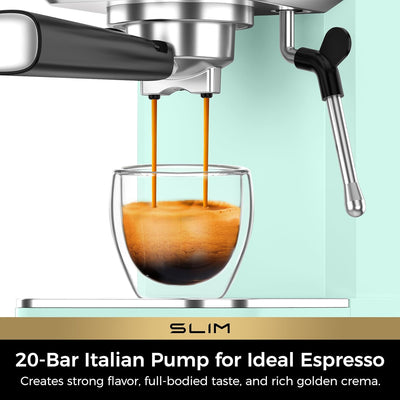 Máquina café expreso delgado espumador leche 20 bares acero inox