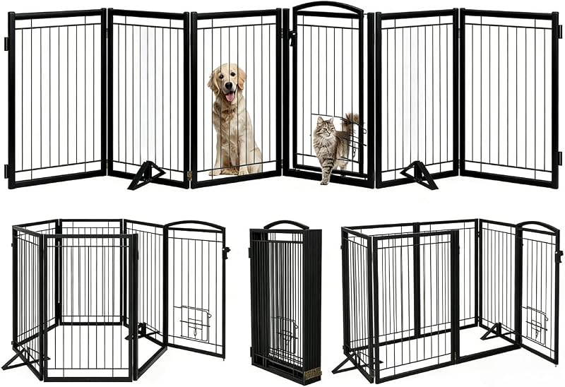 Puerta para perros y gatos metal plegable 32" de alto