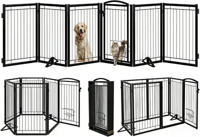 Puerta para perros y gatos metal plegable 32" de alto