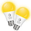 Lámpara insectos A19 amarilla LED 9W sensor luz exterior 2 Pzas