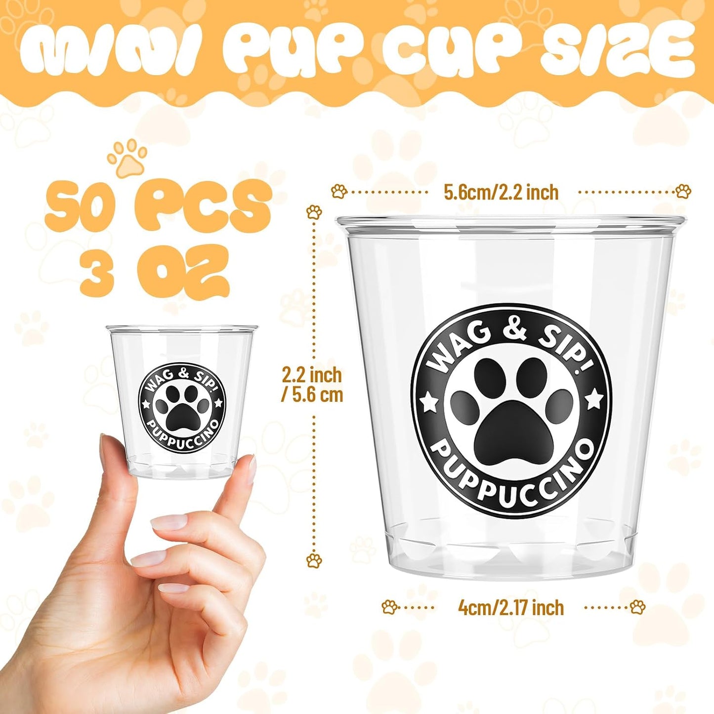 50 Tazas Plástico 3oz para Perros Mini Capuchino