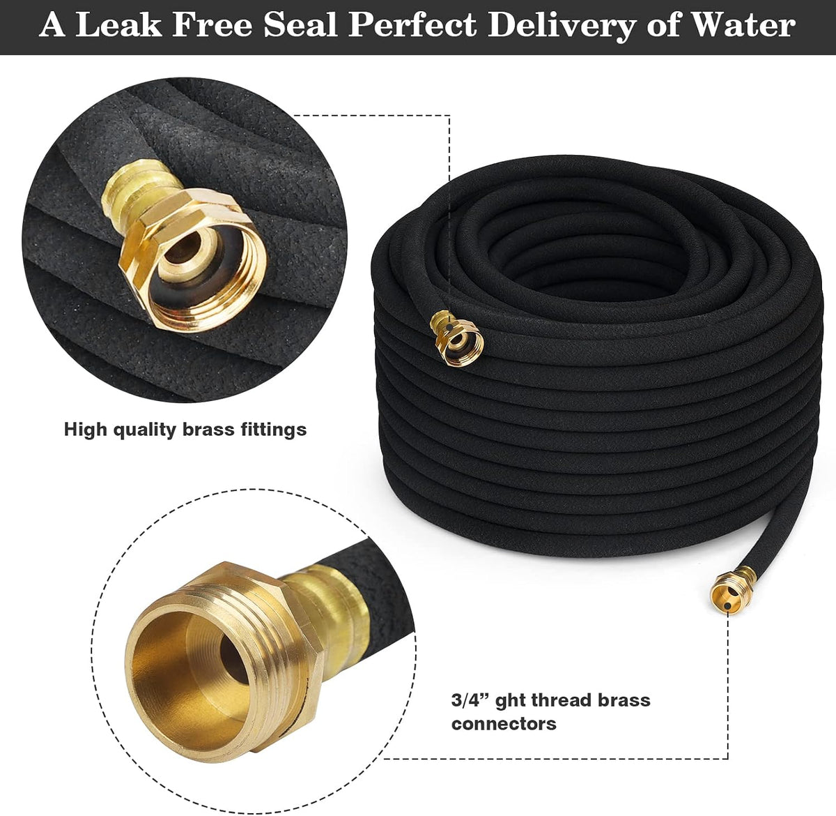 Manguera remojo 100ft 1/2pulg goma jardín conector latón