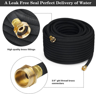 Manguera remojo 100ft 1/2pulg goma jardín conector latón