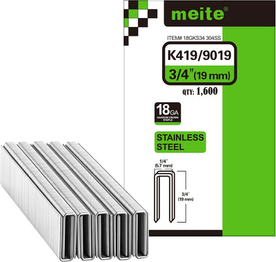 Grapas corona estrecha 1/4 pulg acero inox 304 3/4 pulg 1600 uds