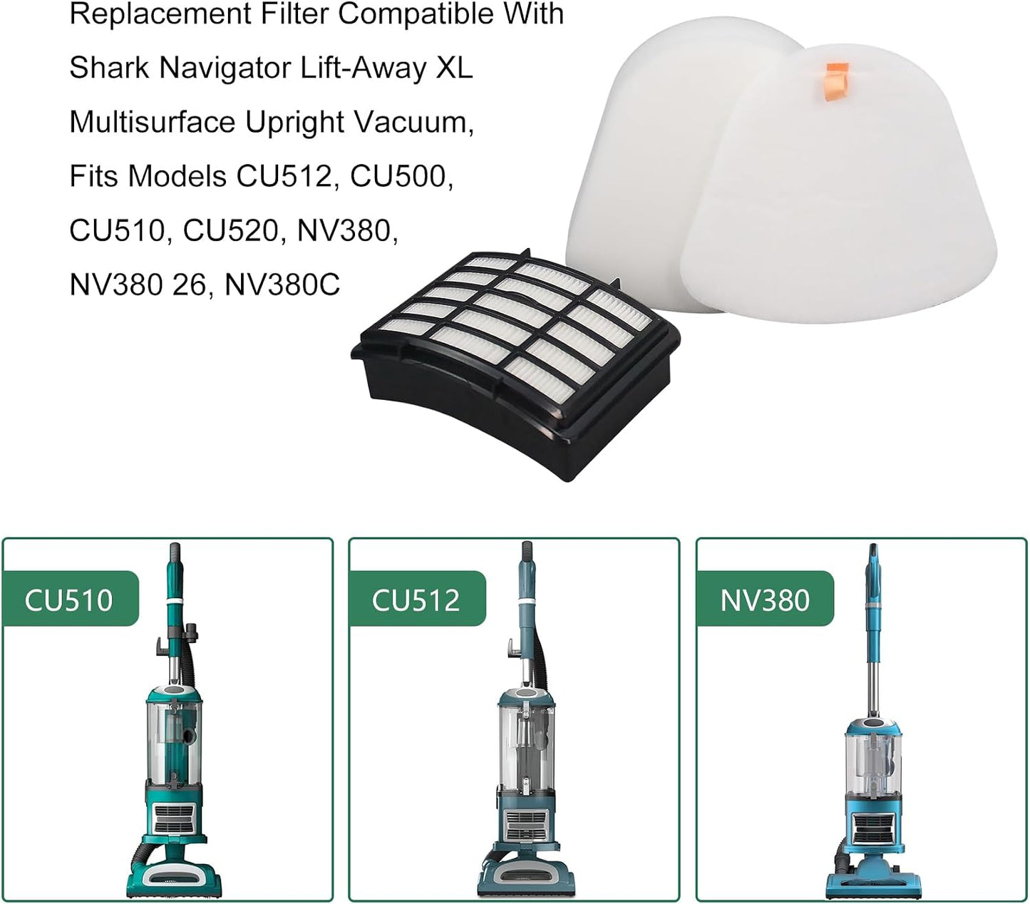 Filtro repuesto Shark NV380 4 filtros espuma 2 HEPA