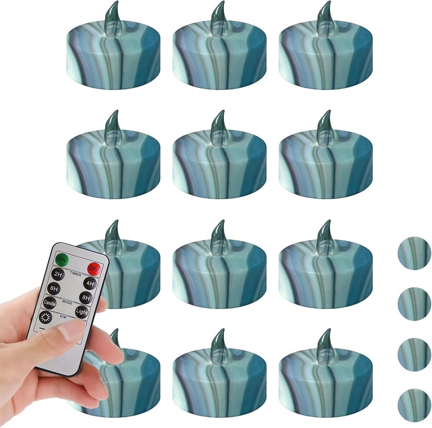 Velas té LED grises sin llama control remoto pack 12