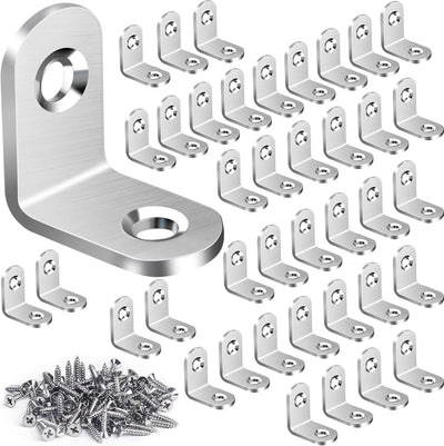 Set 40 Soportes Esquina L Acero Inox para Estantes Madera