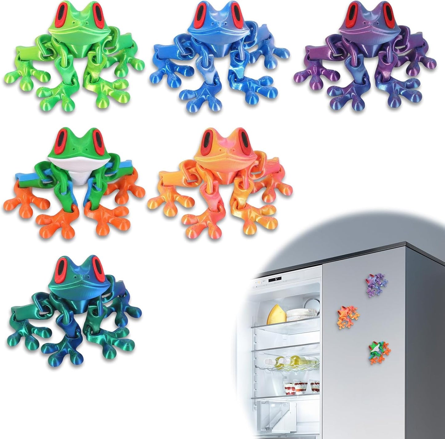 6 imanes magnéticos ranas articuladas 3D para nevera
