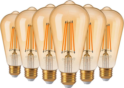 6 Bombillas LED Edison E26 2200K 700LM Luz Cálida