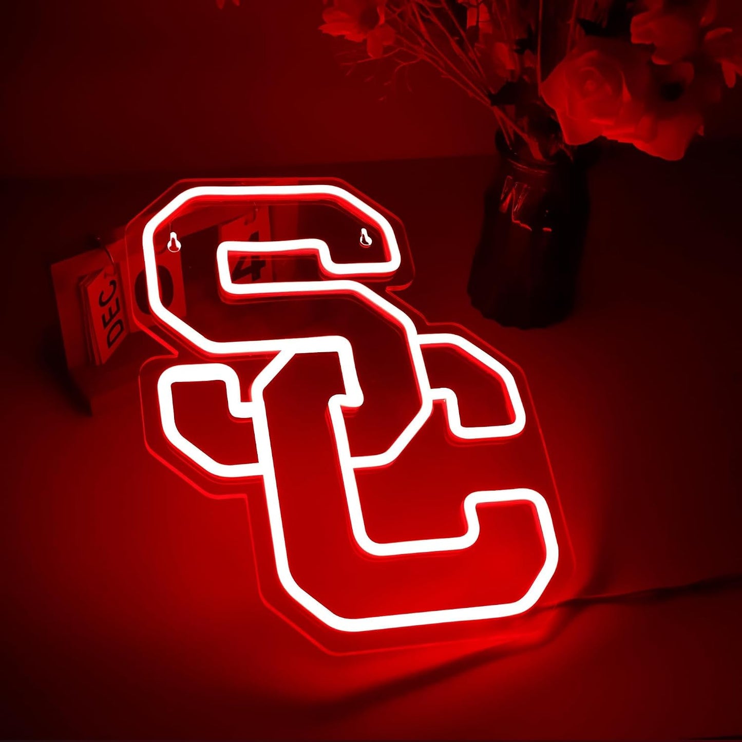 Letrero LED universitario logotipo equipo fútbol dormitorio
