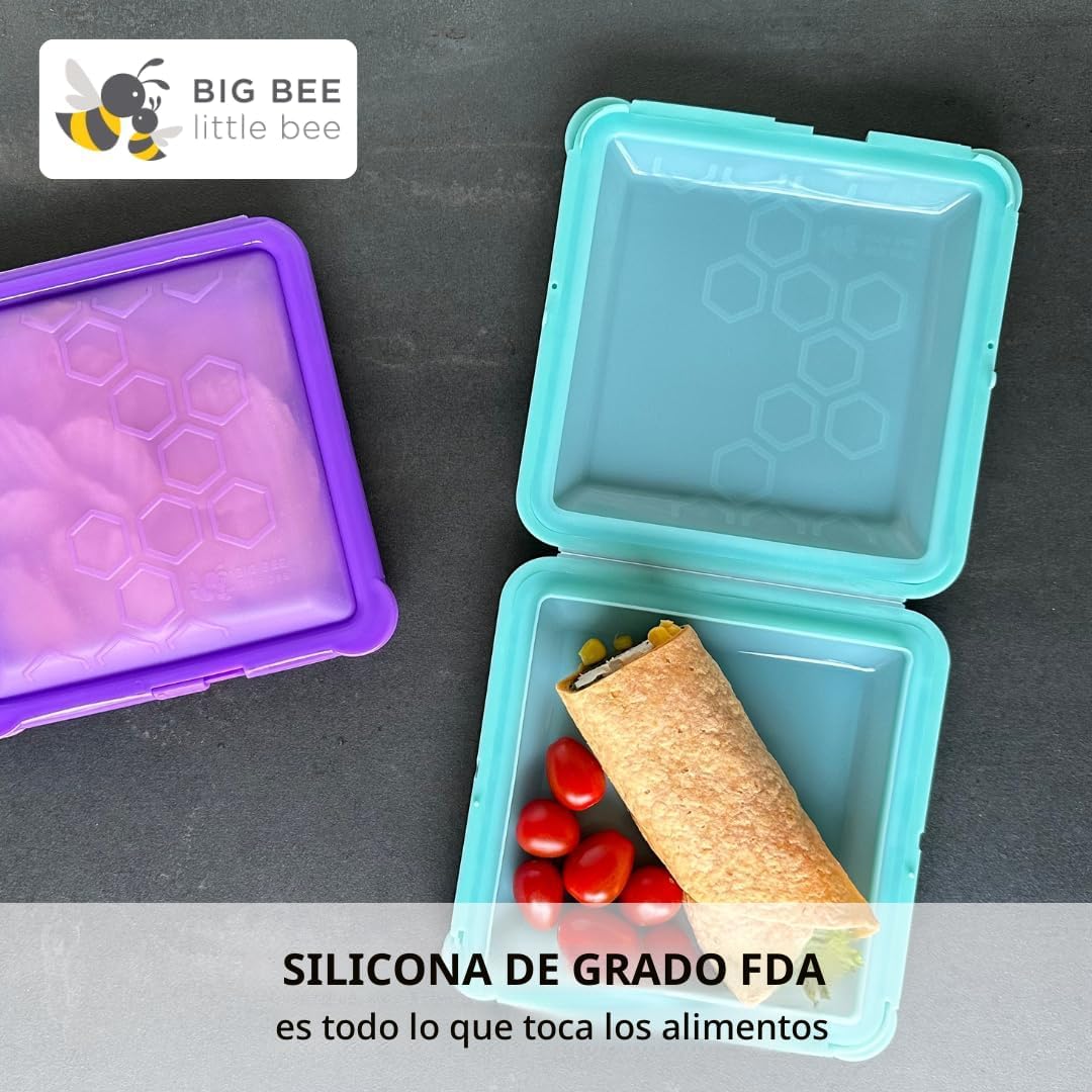 Contenedor silicona reutiliz. con tapa microondas congelador