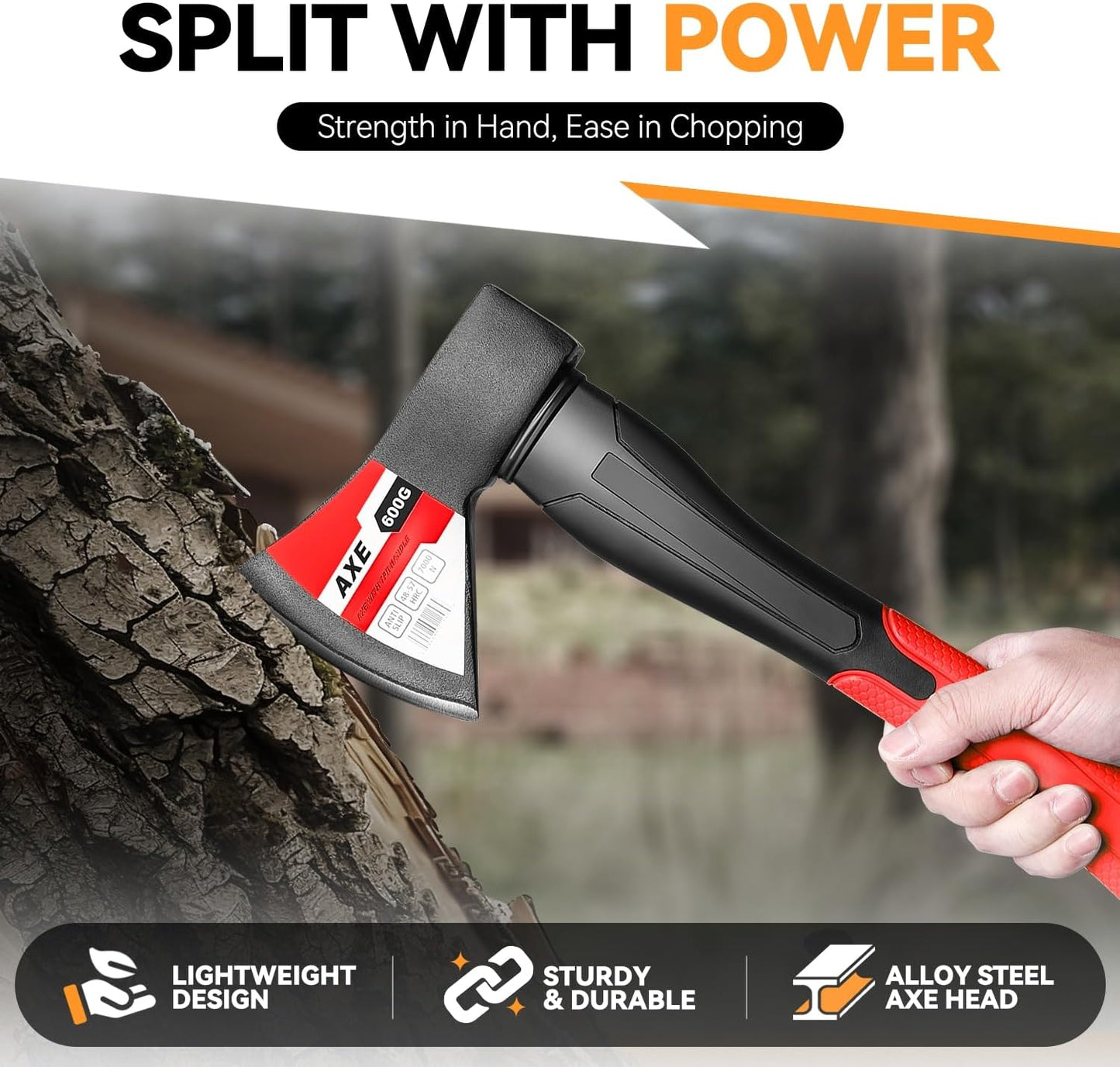 Hacha madera 15" mango antiderrap hoja forjada