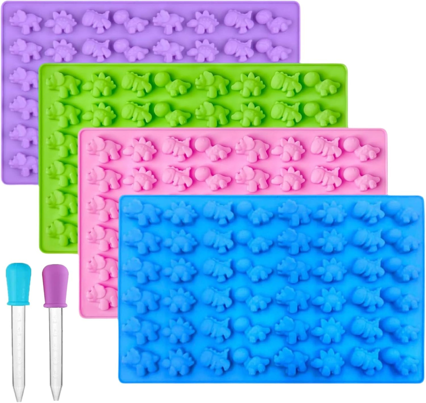 4 Moldes Silicona Dinosaurio Caramelo 96 Bocadillos