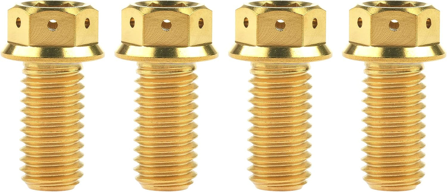 Tornillos brida titanio M8x15mm pack 4 dorado