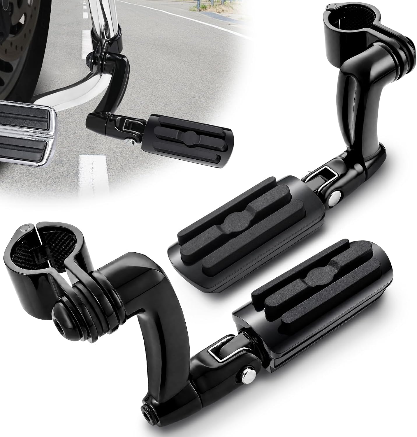 Estribes Longhorn Offset acero inox 1.25 para Harley