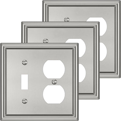 Cubiertas interruptor metal níquel cepillado set 3