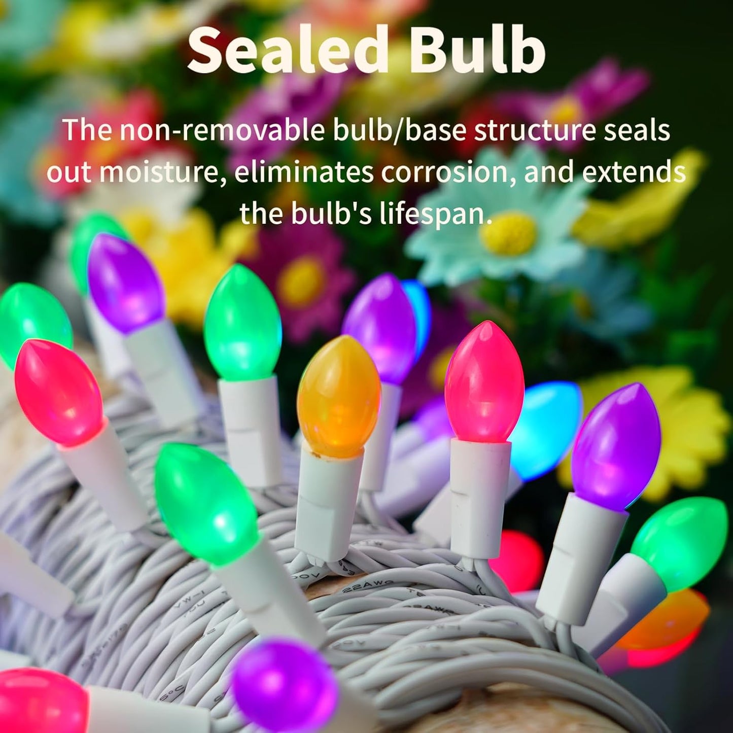 Guirnalda luces Pascua 50 LED 17pies multicolor enchufable