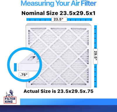 Filtro aire HVAC MERV 8 plisado 23.5x29.5x0.75pulg set 3